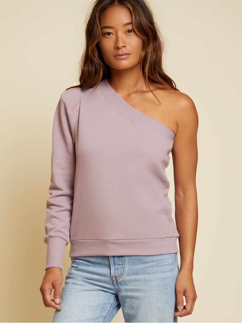 Nation LTD Lavender One-Shoulder Sweatshirt